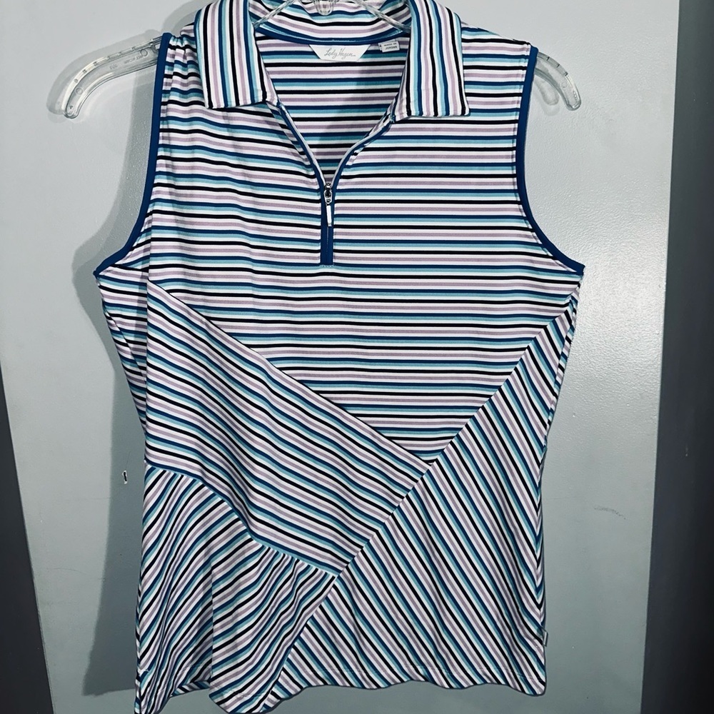 Lady Hagen striped wrap front Dri-Fit GOLF‎ top size small